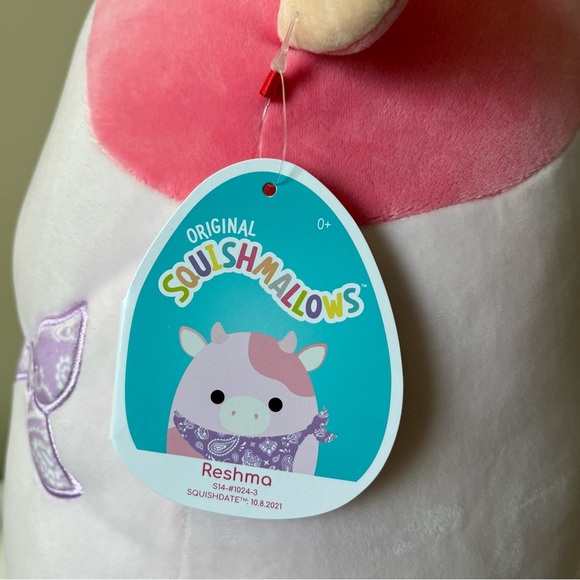 NWT Squishmallows Reshma Cow Pink 14” Squishmallow - Picture 6 of 9
